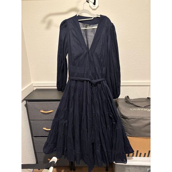 Banana Republic Wrap Midi Dress Soft 100% Cotton Sz 6 - Picture 5 of 6